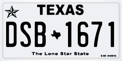 TX license plate DSB1671