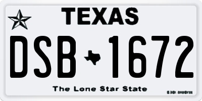 TX license plate DSB1672