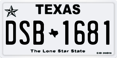 TX license plate DSB1681