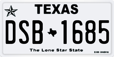TX license plate DSB1685