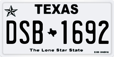 TX license plate DSB1692