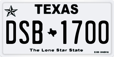 TX license plate DSB1700