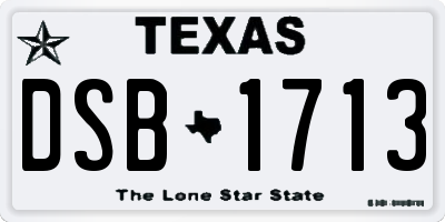 TX license plate DSB1713