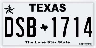 TX license plate DSB1714