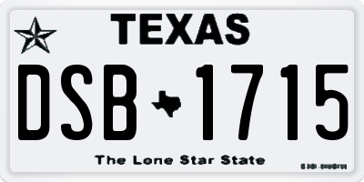 TX license plate DSB1715