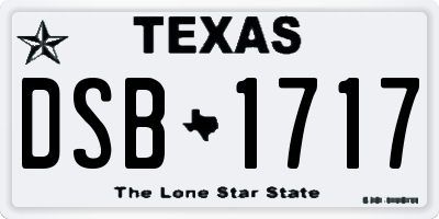 TX license plate DSB1717