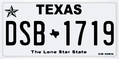 TX license plate DSB1719