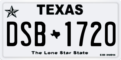 TX license plate DSB1720