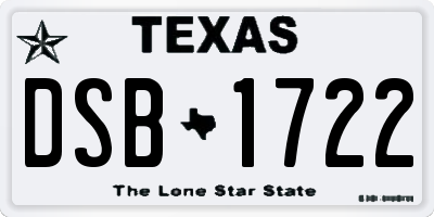 TX license plate DSB1722
