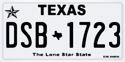TX license plate DSB1723
