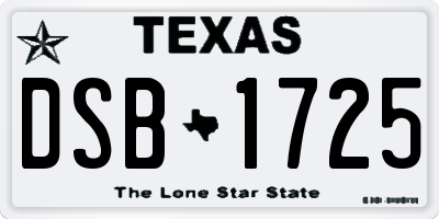 TX license plate DSB1725