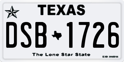 TX license plate DSB1726