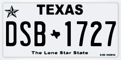 TX license plate DSB1727