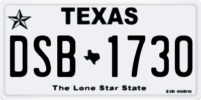 TX license plate DSB1730