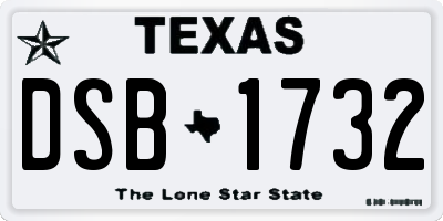 TX license plate DSB1732