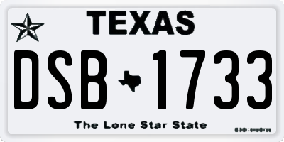 TX license plate DSB1733