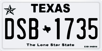 TX license plate DSB1735