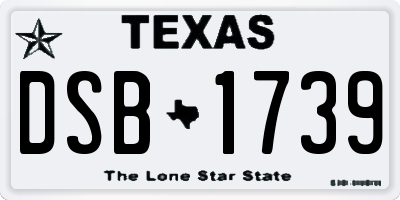 TX license plate DSB1739