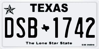 TX license plate DSB1742