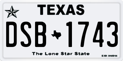 TX license plate DSB1743
