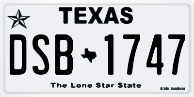 TX license plate DSB1747