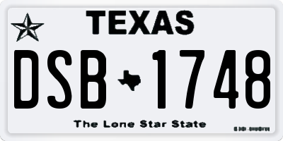 TX license plate DSB1748