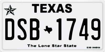 TX license plate DSB1749
