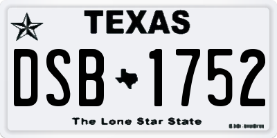 TX license plate DSB1752