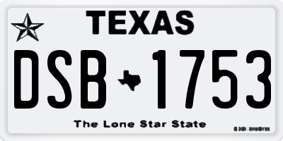 TX license plate DSB1753