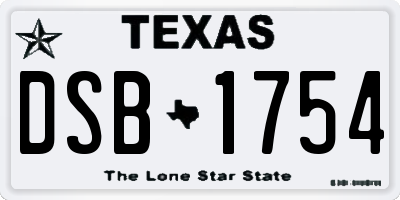 TX license plate DSB1754