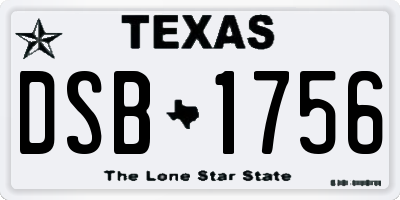 TX license plate DSB1756
