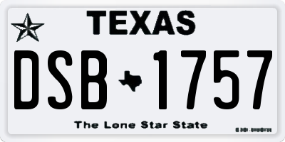 TX license plate DSB1757