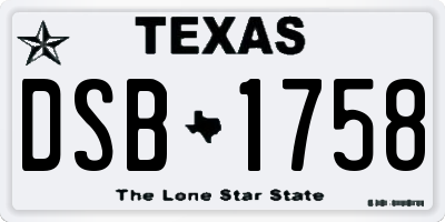 TX license plate DSB1758