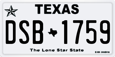 TX license plate DSB1759