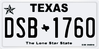 TX license plate DSB1760