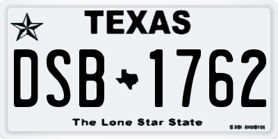 TX license plate DSB1762