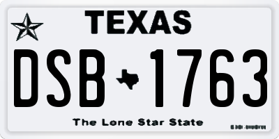 TX license plate DSB1763