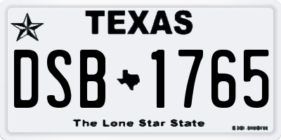 TX license plate DSB1765