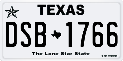 TX license plate DSB1766