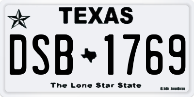 TX license plate DSB1769