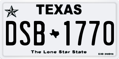 TX license plate DSB1770