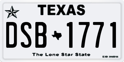 TX license plate DSB1771
