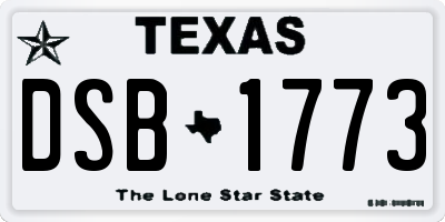TX license plate DSB1773