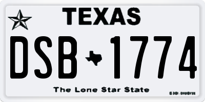 TX license plate DSB1774