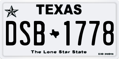 TX license plate DSB1778