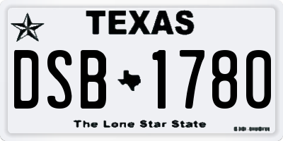 TX license plate DSB1780