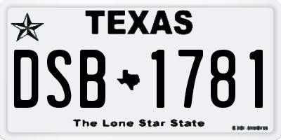 TX license plate DSB1781