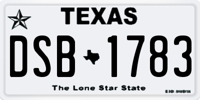 TX license plate DSB1783