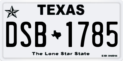 TX license plate DSB1785