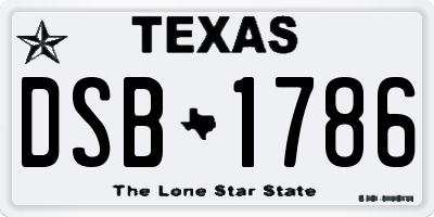 TX license plate DSB1786